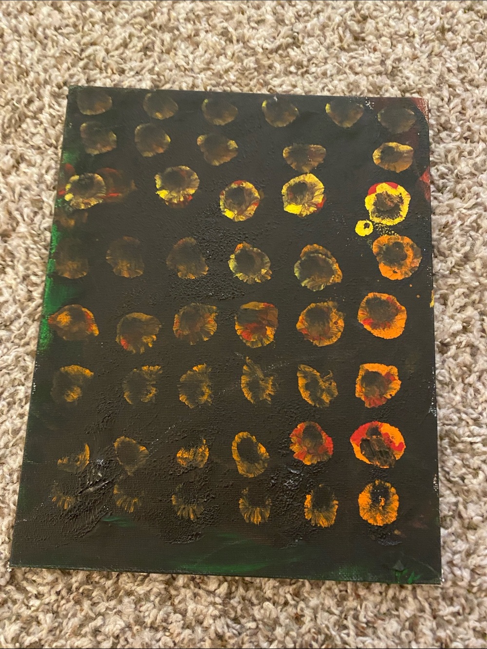 Abstract Dot Pattern Canvas Art in Black, Yellow and Orange